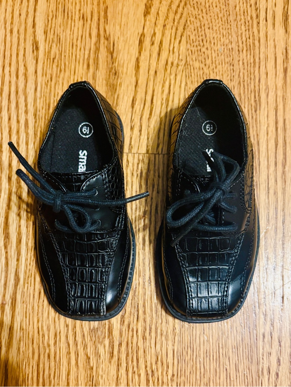 Smartfit Toddler Boys Black Faux Leather Dress Shoes